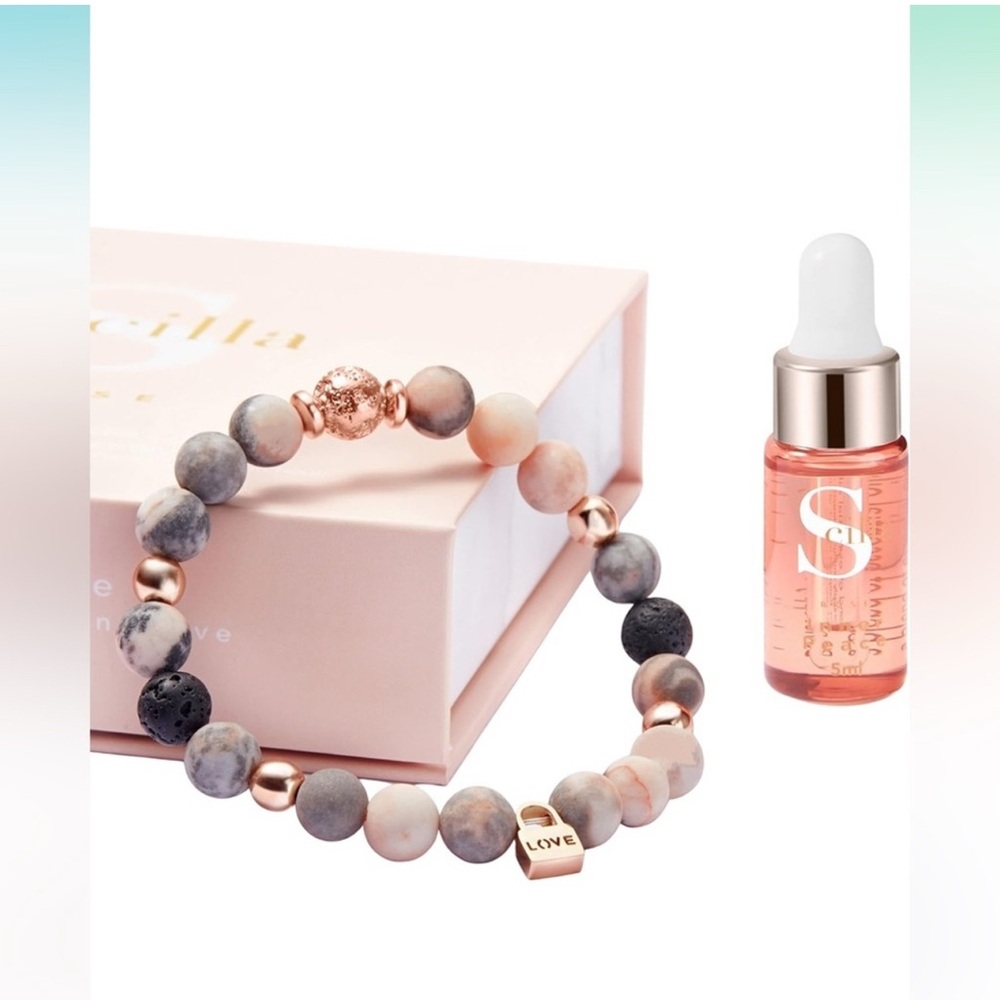 Scilla Rose Lava Stone & Crystal Bracelet Diffuser for essential oils.